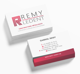 Composition d'une carte de visite pour le ferronnier Remy de Trooz. Vous pouvez le contacter sur info@remy-ledent.be